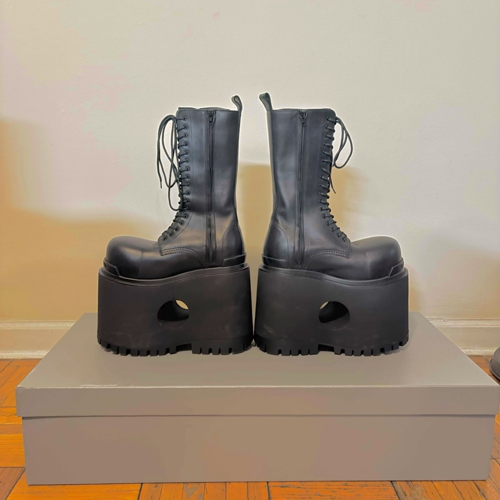 Balenciaga Runway SS25 Black Platform Boots